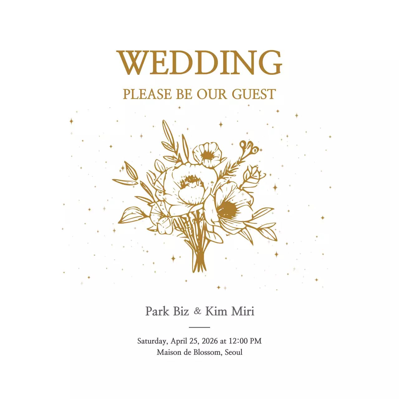 흰색 심플 결혼 초대장