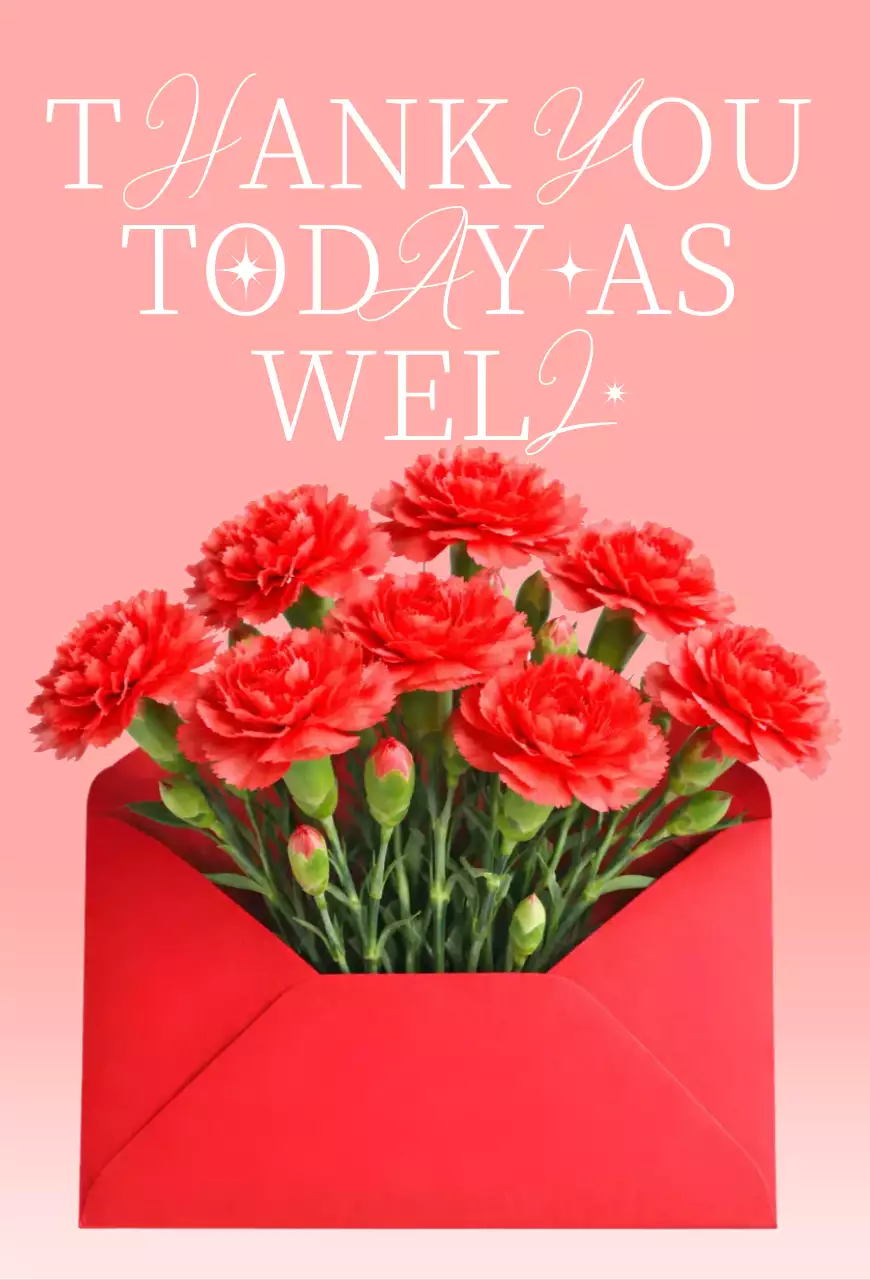 분홍색 깔끔 감사 인사 카드