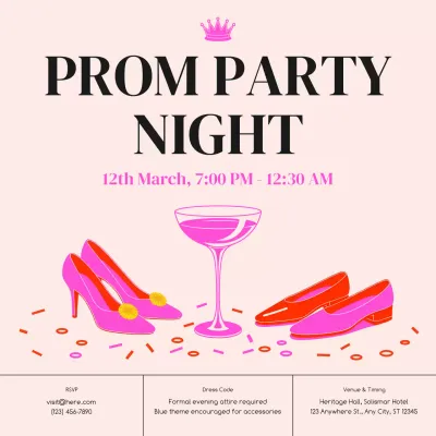 Pink Retro Prom Invitation Instagram Post