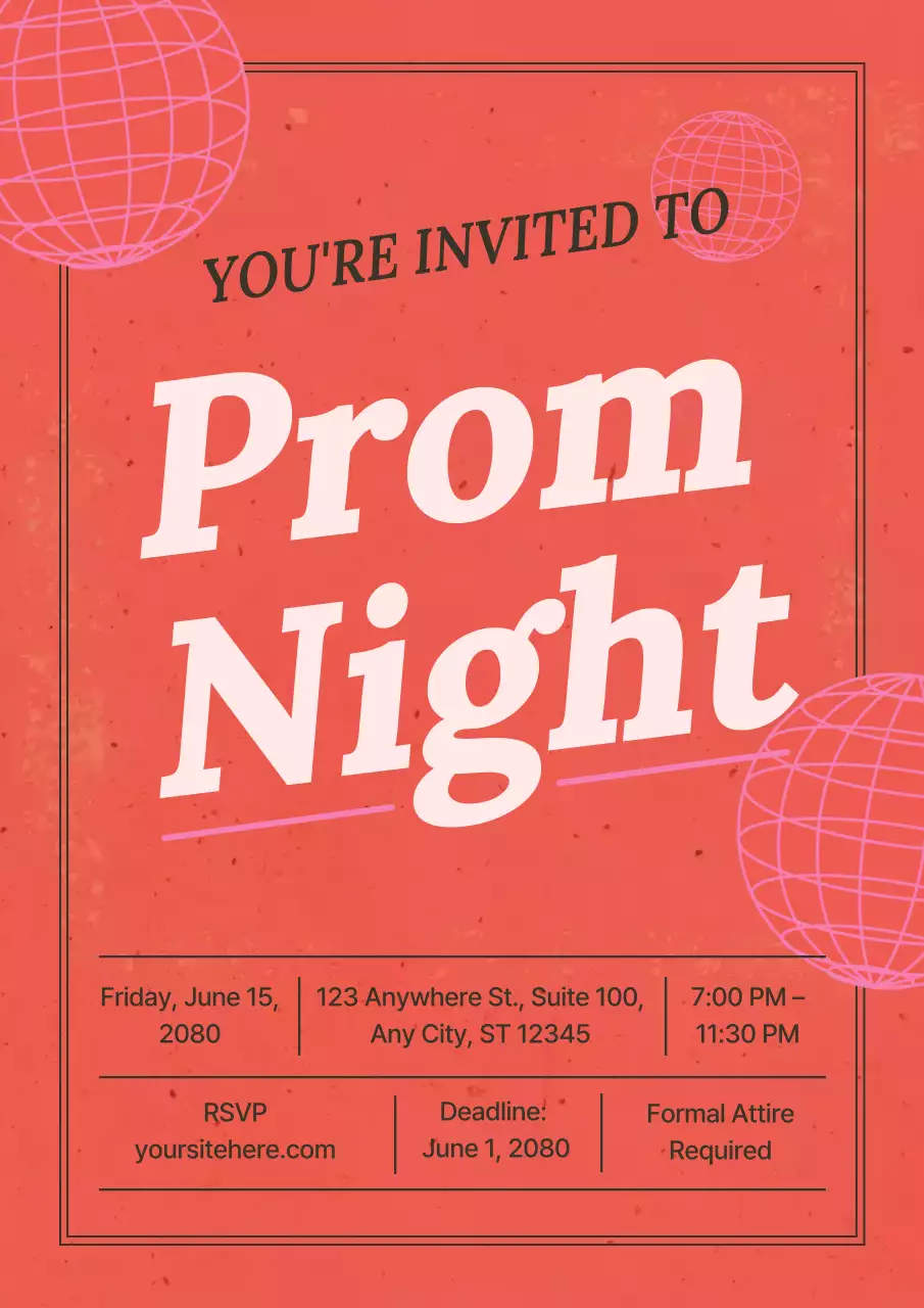 Poster Undangan Prom Retro Warna Coral