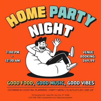 Orange Retro Party Advertisement Instagram Post