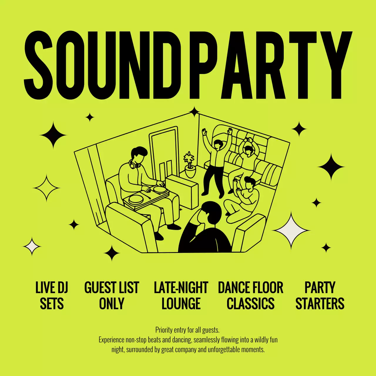 Lời mời dự tiệc phong cách retro neon trên Instagram