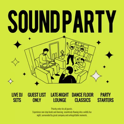 Neon Retro Party Invitation Instagram Post