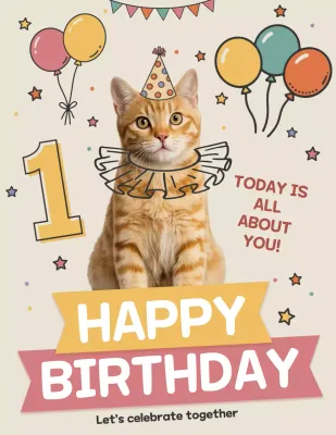 Tấm áp phích thiệp sinh nhật vui nhộn màu be