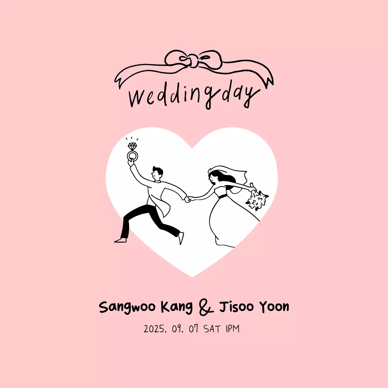 핑크 아기자기한 러블리 청첩장