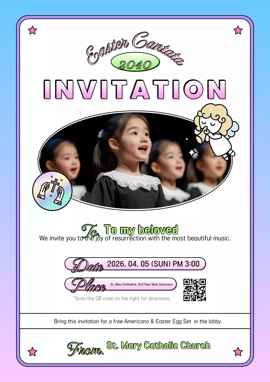 Convite para o Concerto de Páscoa Rosa e Doce