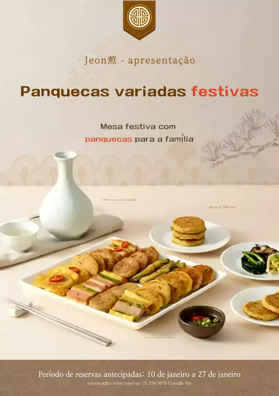 Menu Jeon bege limpo para as festas