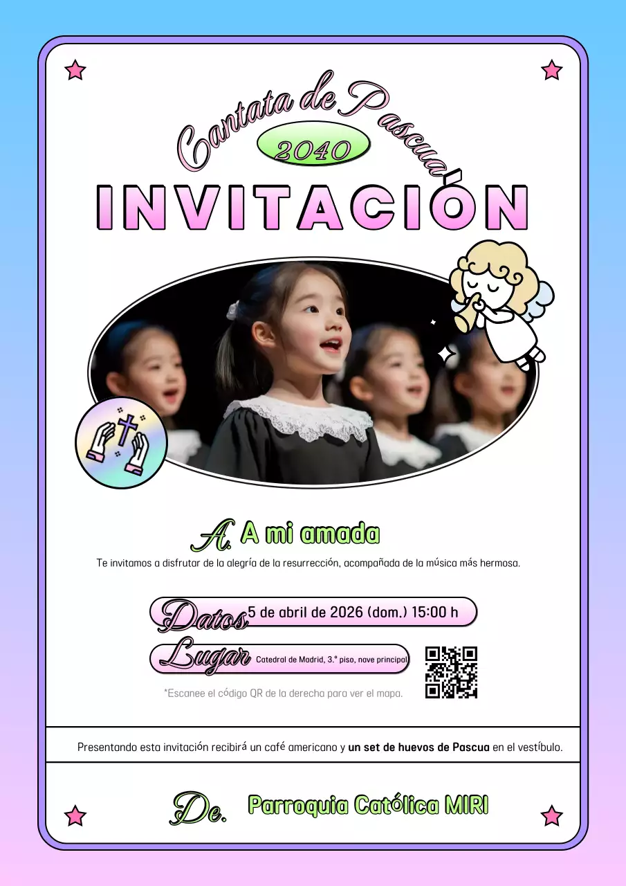 Invitación al concierto de Pascua rosa y dulce