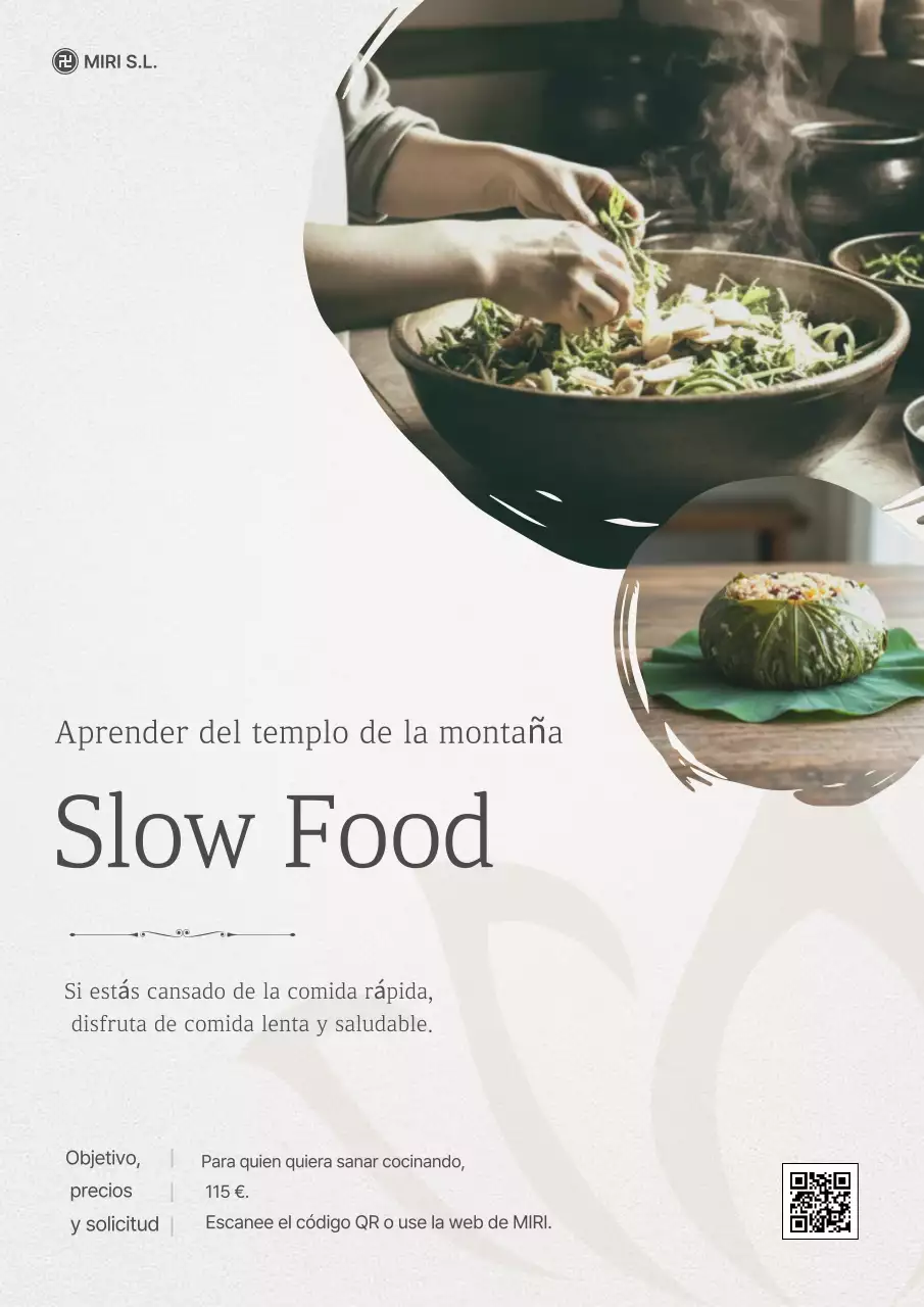 Anuncio educativo sobre comida tradicional natural beige