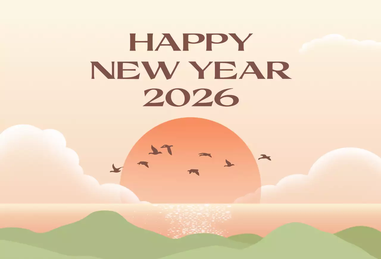 주황 빈티지 새해 인사