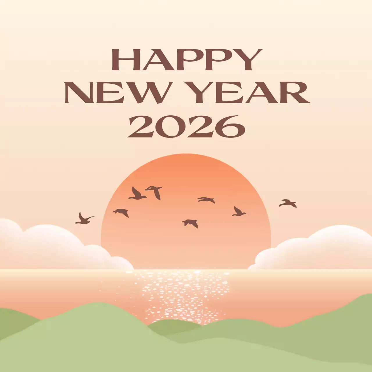 주황 빈티지 새해 인사