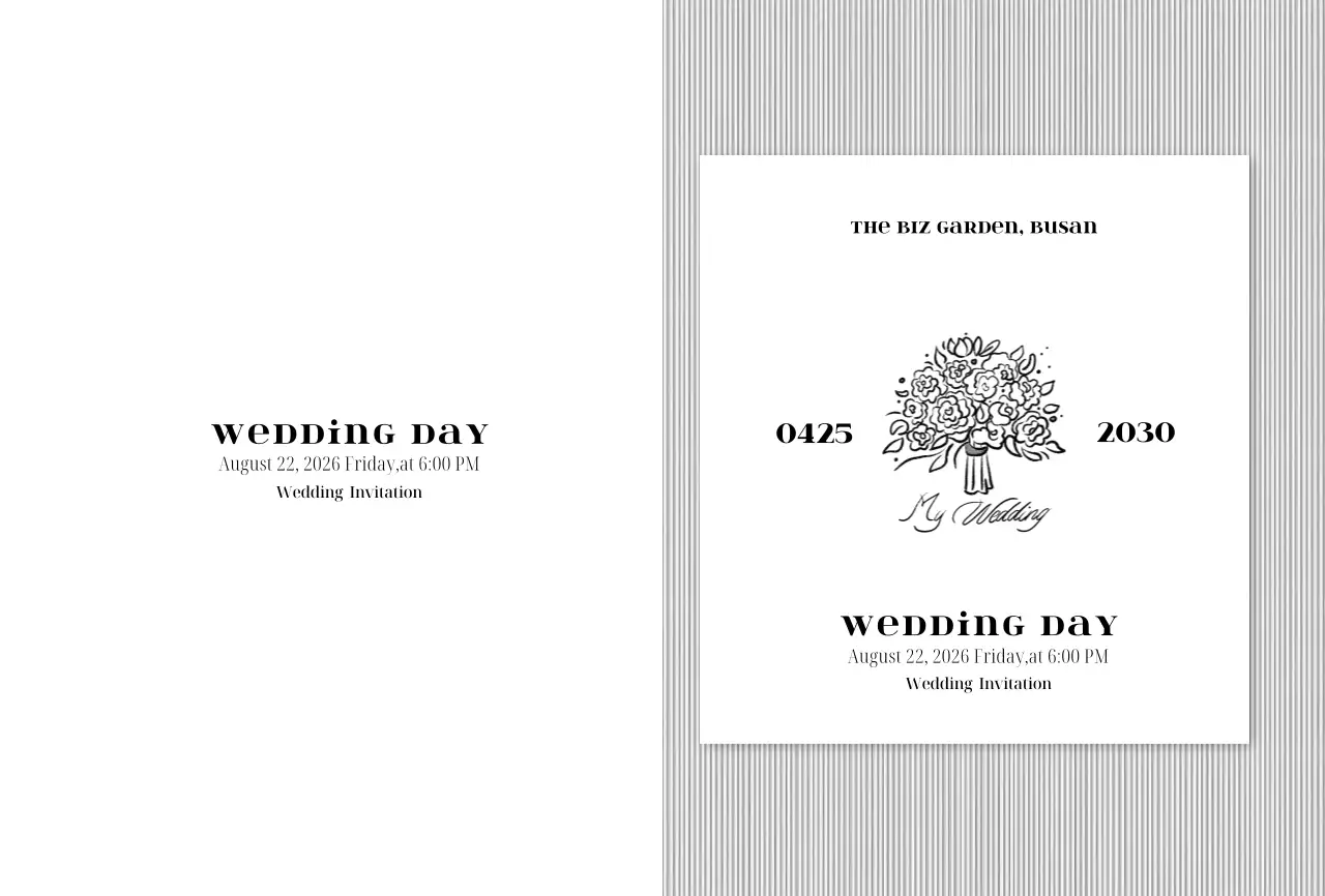 세로줄 부케 2단청첩장