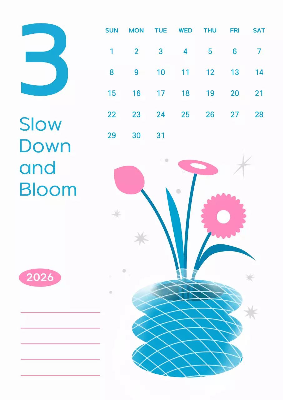 하늘색 미니멀 캘린더 안내