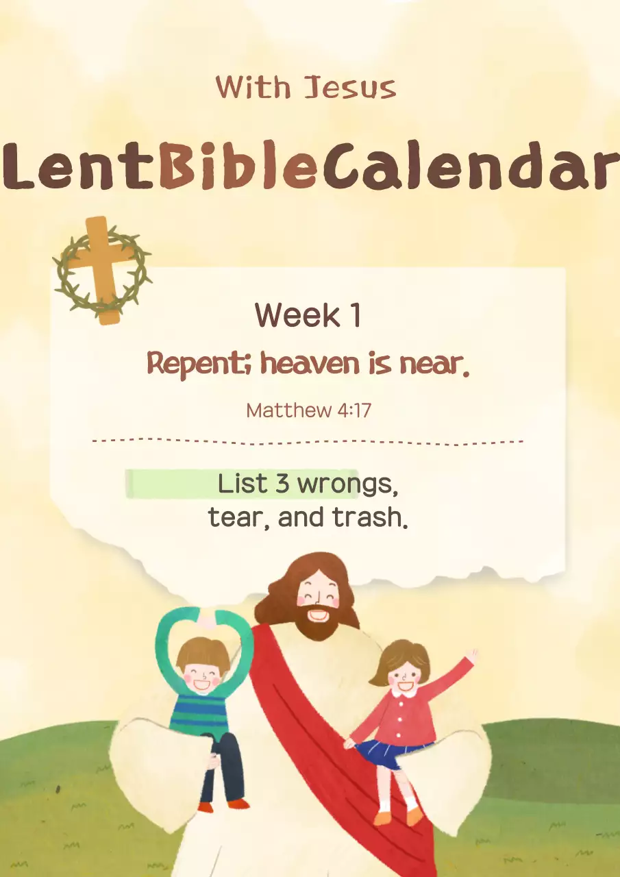 Yellow Simple Christian Word Calendar Guide