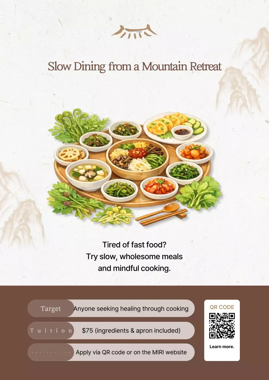 Thông tin tuyển thành viên chương trình "Bữa ăn chậm" từ Chùa Brown Traditional Mountain.