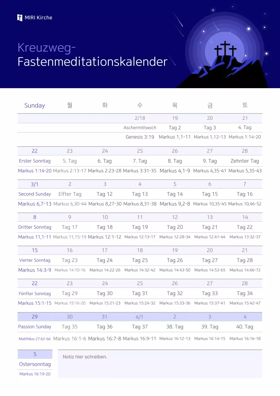 Leitfaden zum Blue Clean Fastenandachtskalender