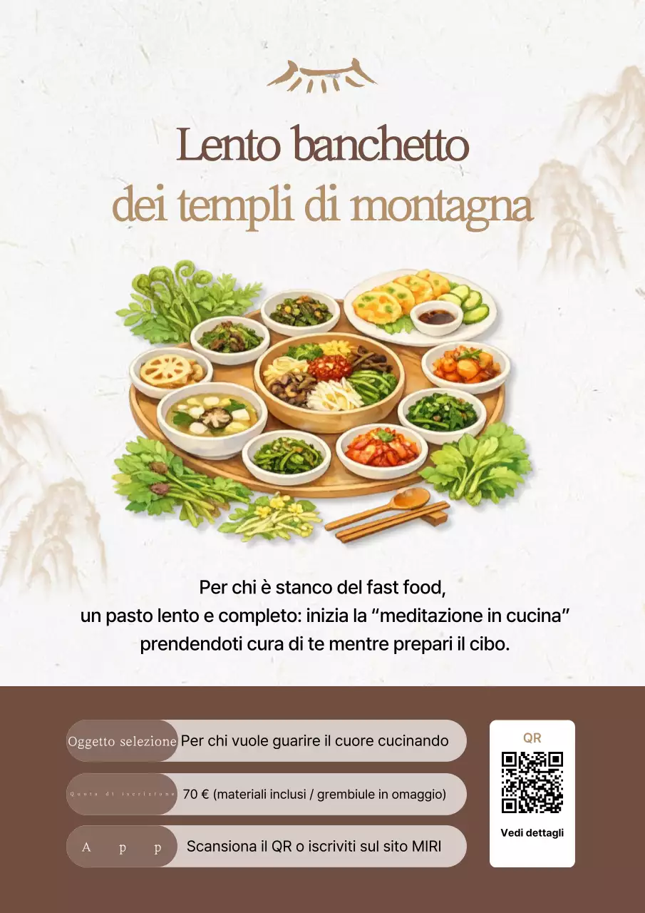 Informazioni sul reclutamento del programma Slow Meal dal Brown Traditional Mountain Temple