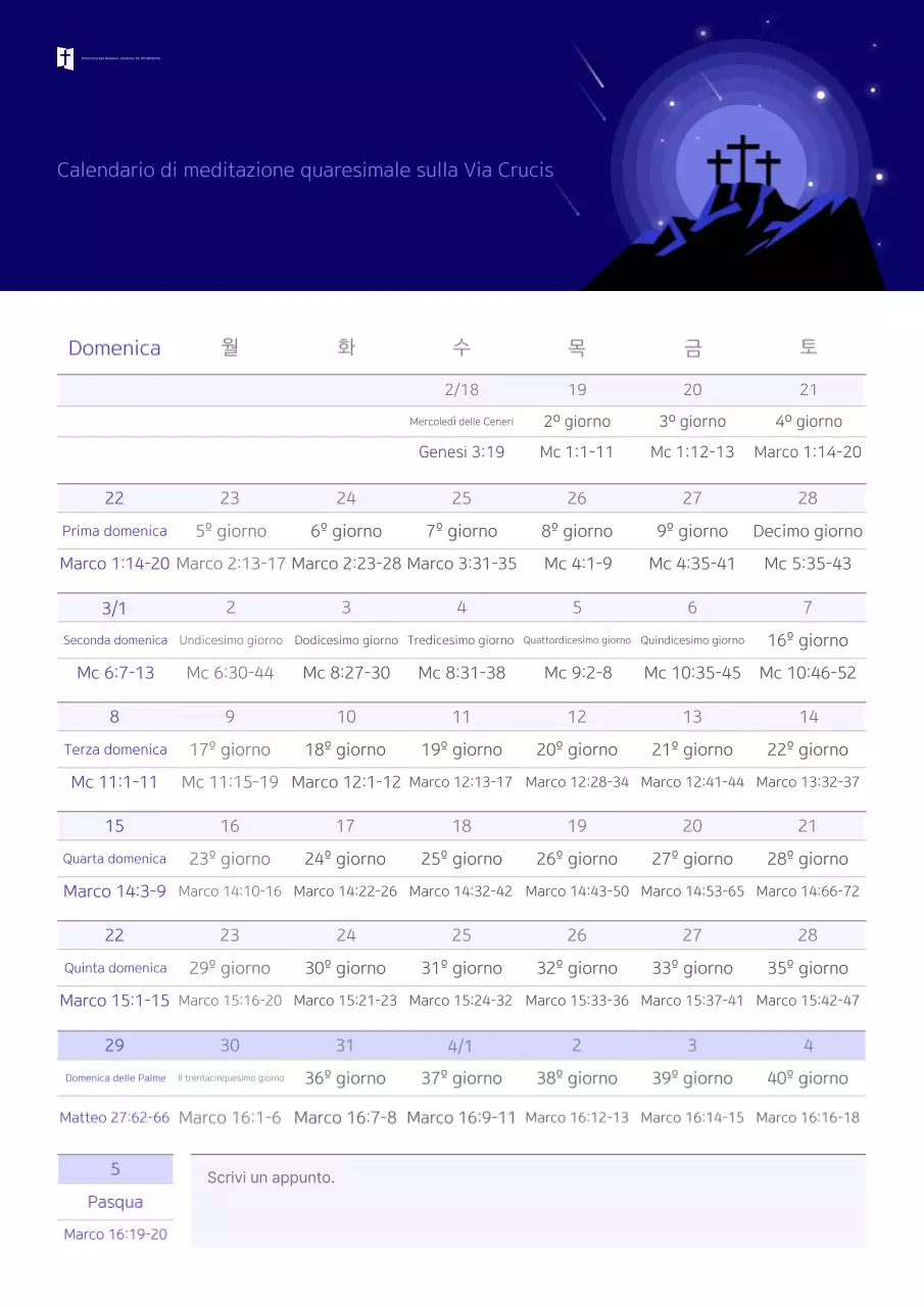 Guida al calendario devozionale quaresimale Blue Clean