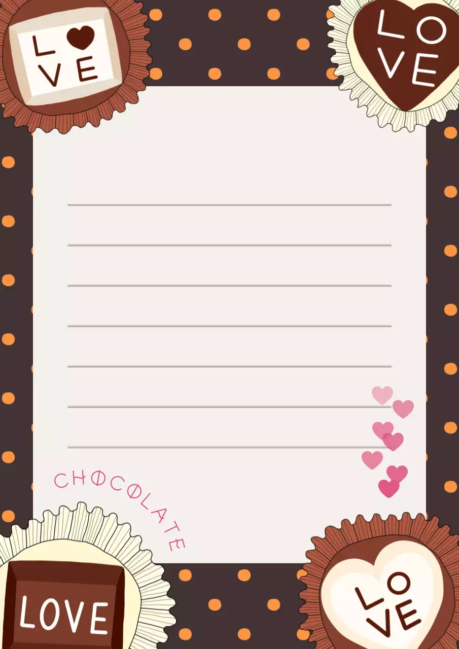 갈색 아기자기한 초콜릿 메모지