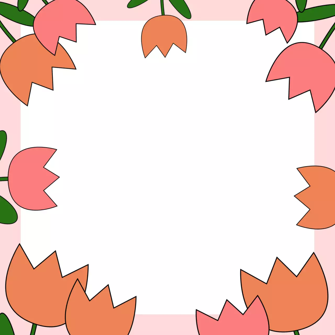 주황색 귀여운 튤립 일러스트