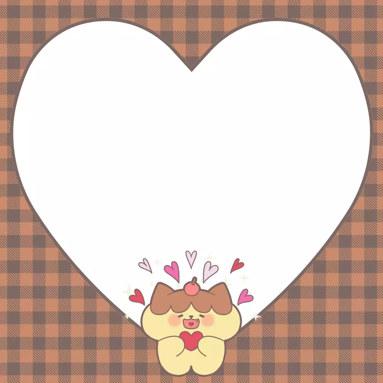 갈색 아기자기한 하트 포토프레임