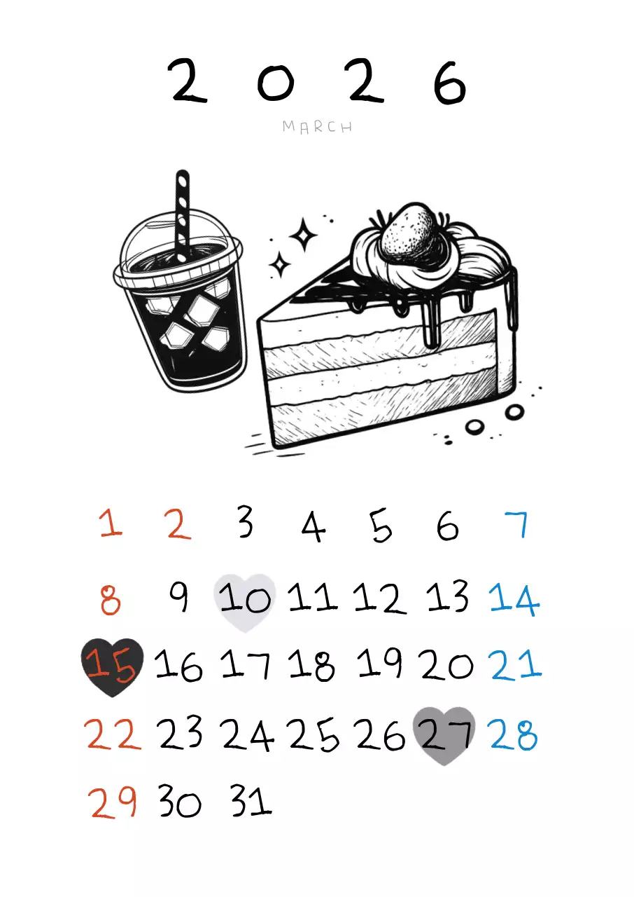 흑백 빈티지 캘린더