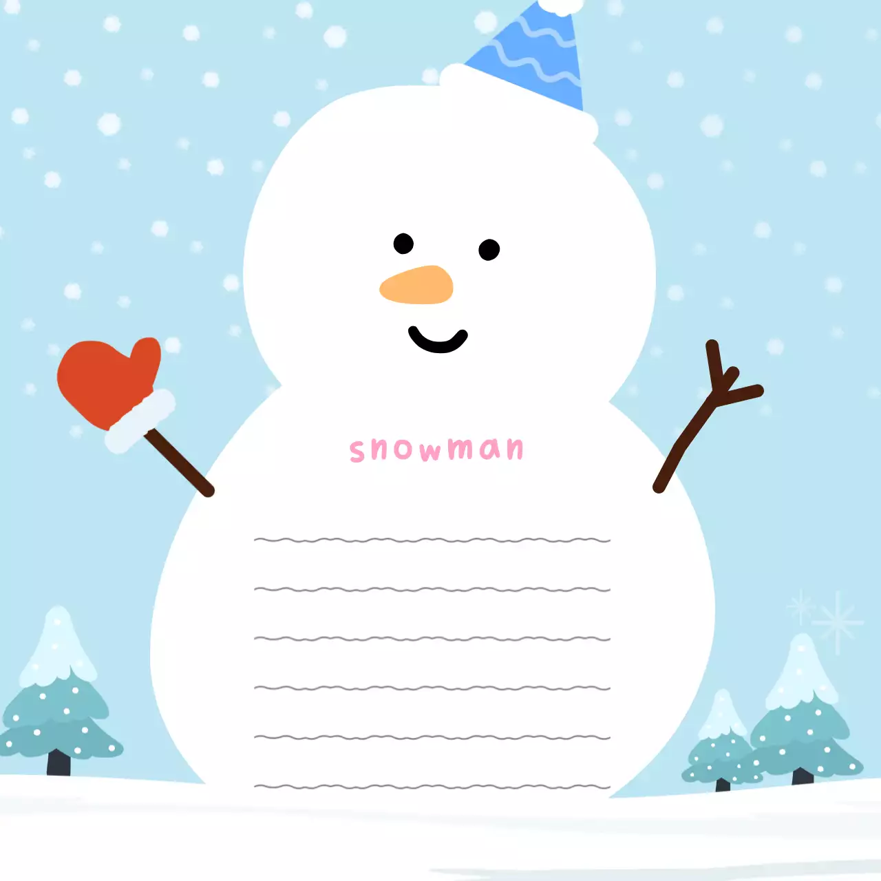 하늘색 아기자기한 겨울 편지지