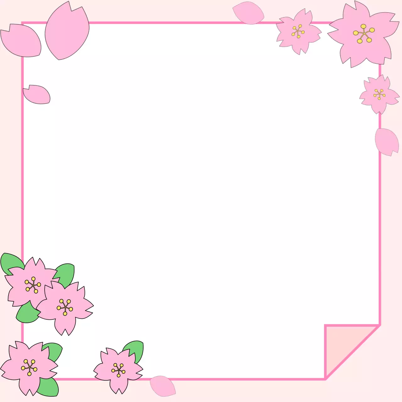 핑크색 아기자기한 벚꽃 기록지