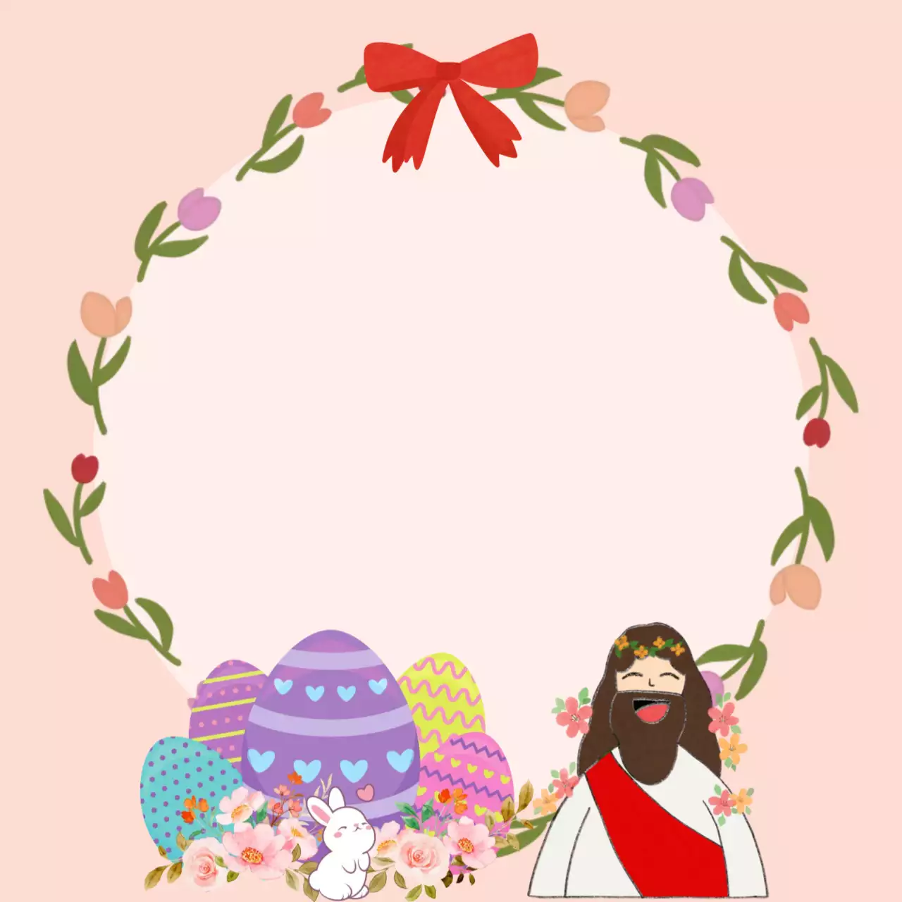 연핑크 귀여운 부활절 포토프레임