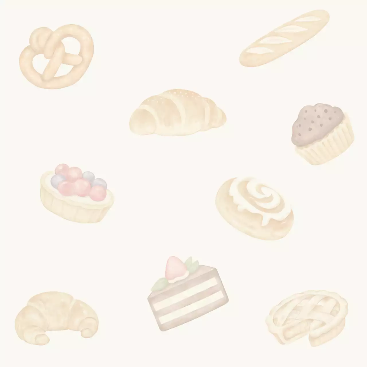 베이지 심플 베이커리 패턴