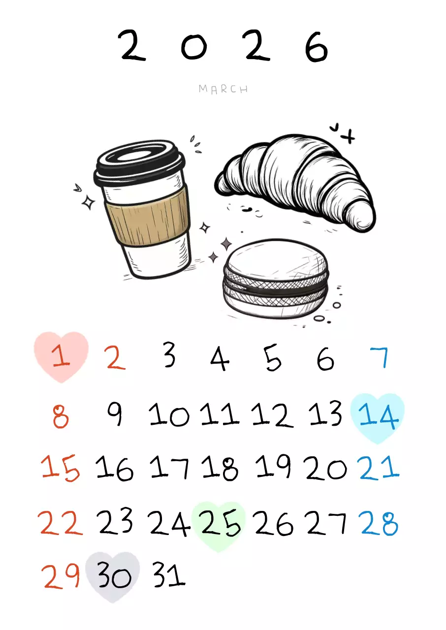 검정 심플 캘린더