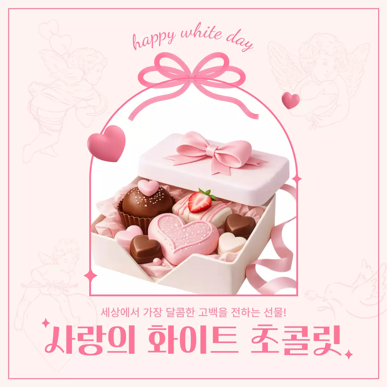 핑크 아기자기한 화이트데이 기념