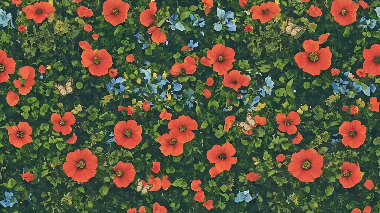 초록 자연 꽃 패턴