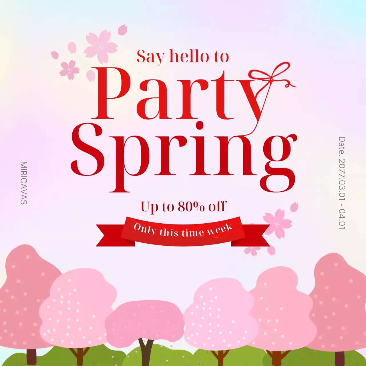 핑크 아기자기한 봄맞이 할인 행사