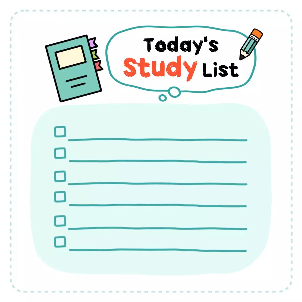 하늘색 아기자기한 스터디리스트 메모