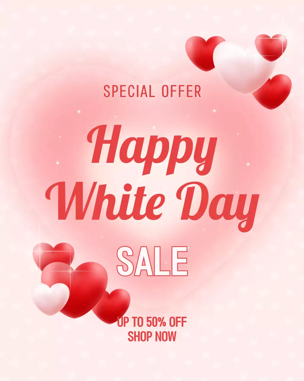 핑크 심플 화이트데이 할인 안내