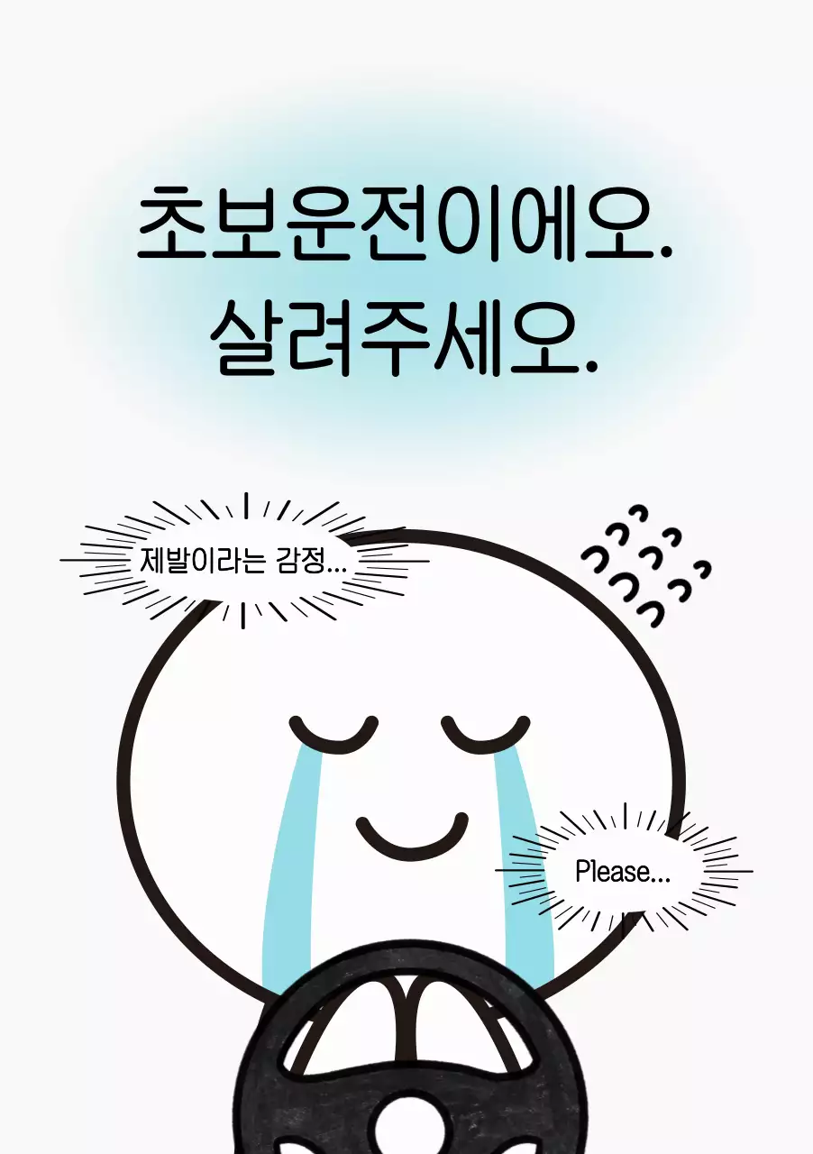 하늘색 심플 초보운전 안내