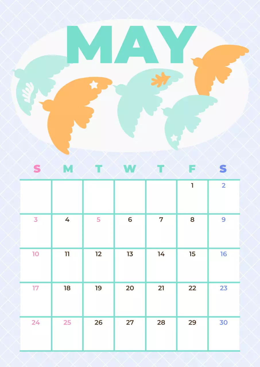 하늘색 미니멀 달력 안내