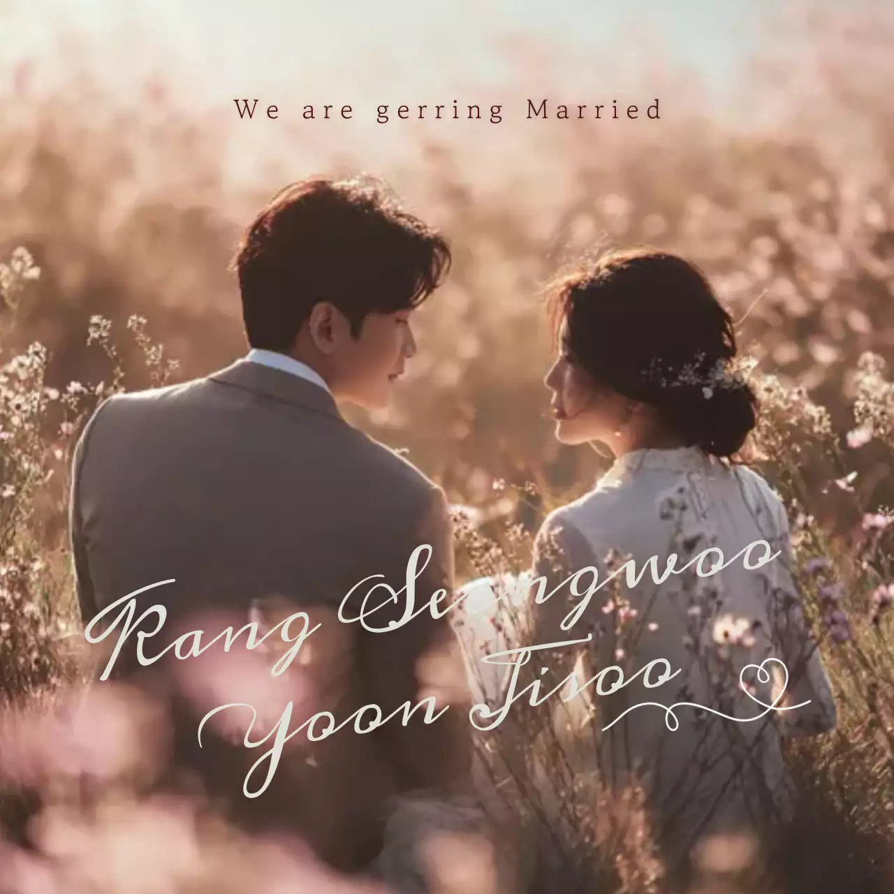 핑크 우아한 결혼 초대장