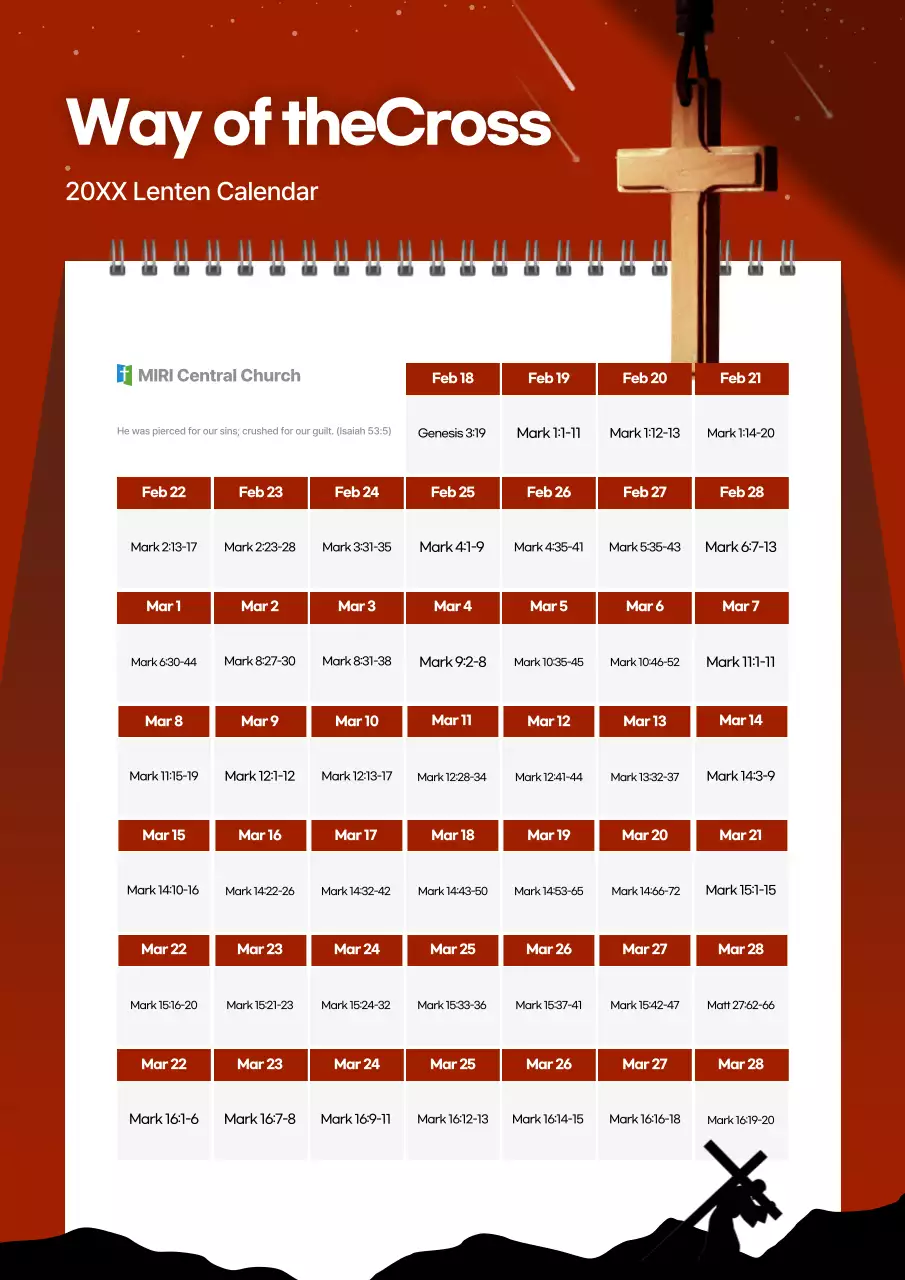 Orange Simple Lenten Devotional Calendar Guide