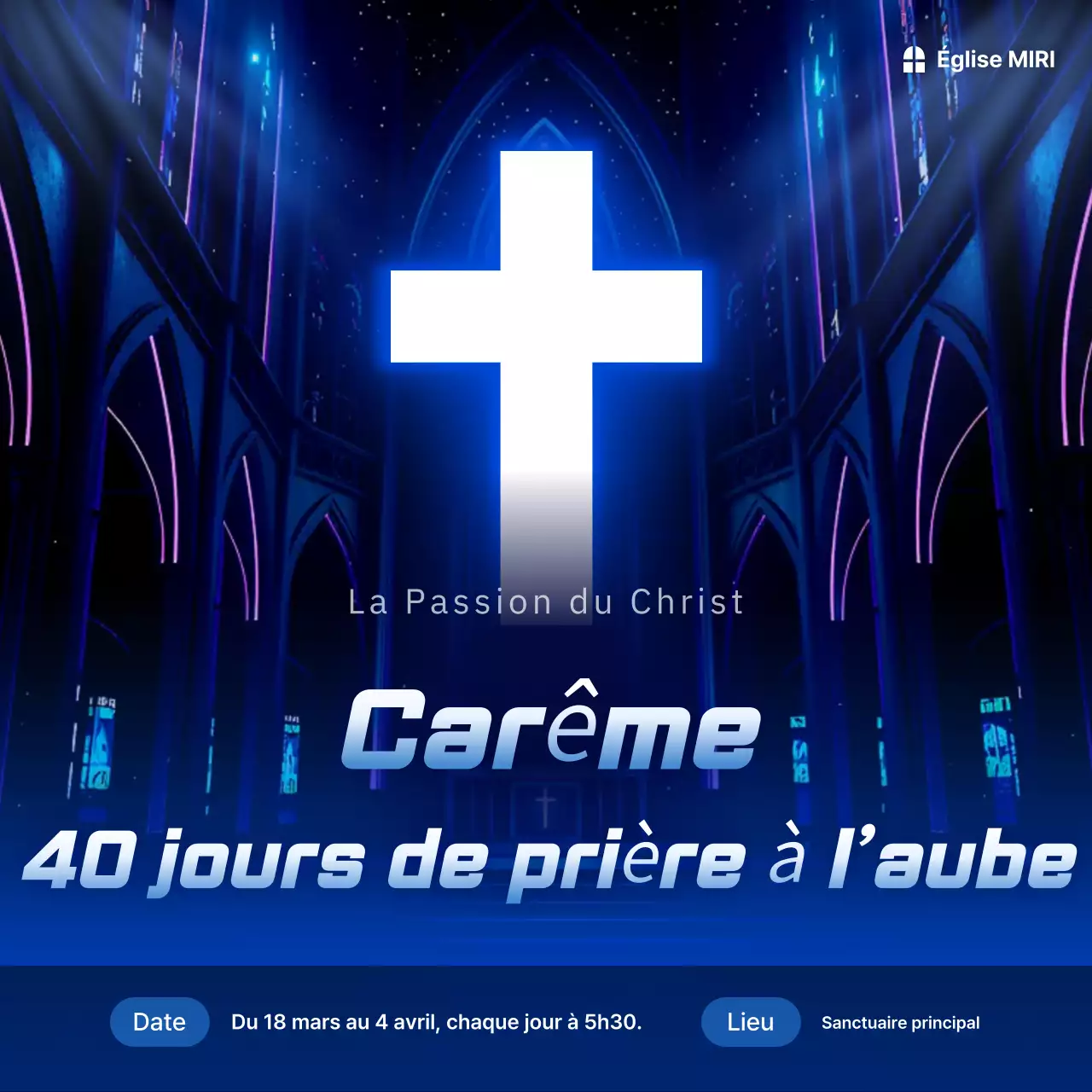 Événement chrétien moderne bleu