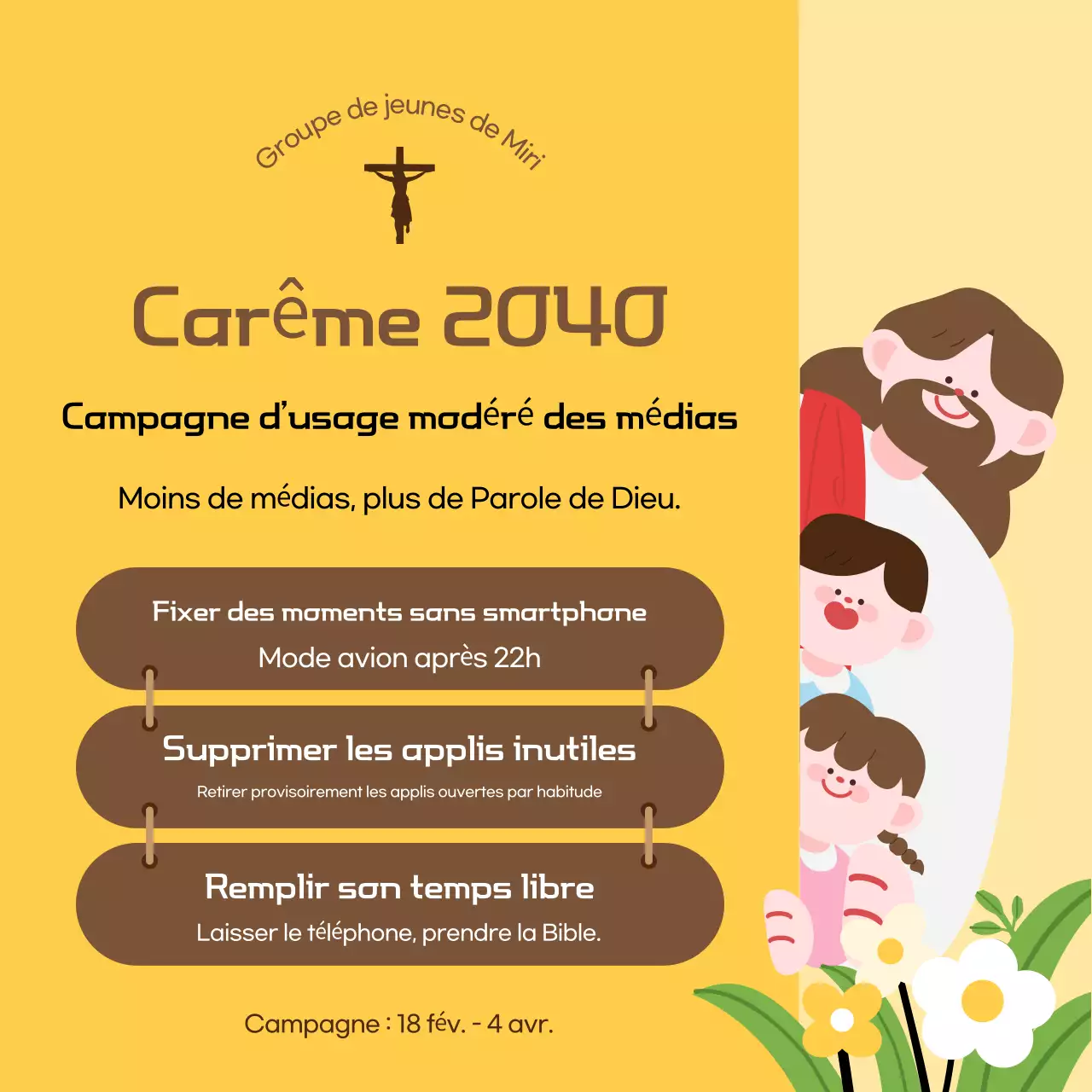 Guide de campagne de Carême simple jaune