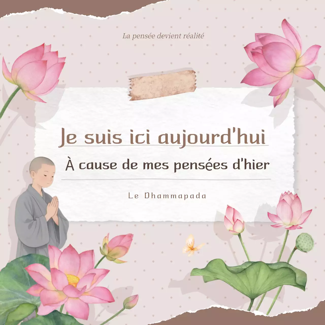Citations du miroir Dharma minimaliste rose