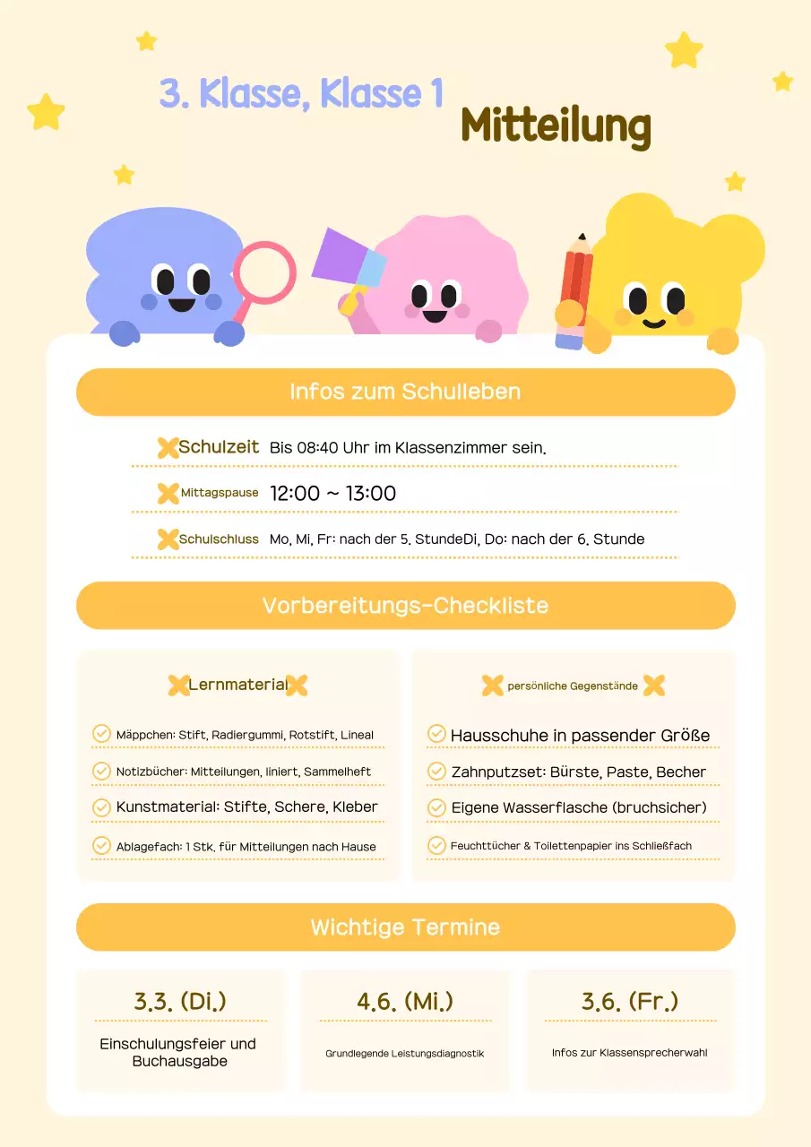 Gelber Minimal-Grundschul-Leitfaden