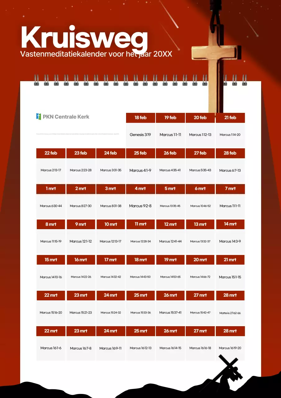 Eenvoudige vastenkalender met oranje devotiegids