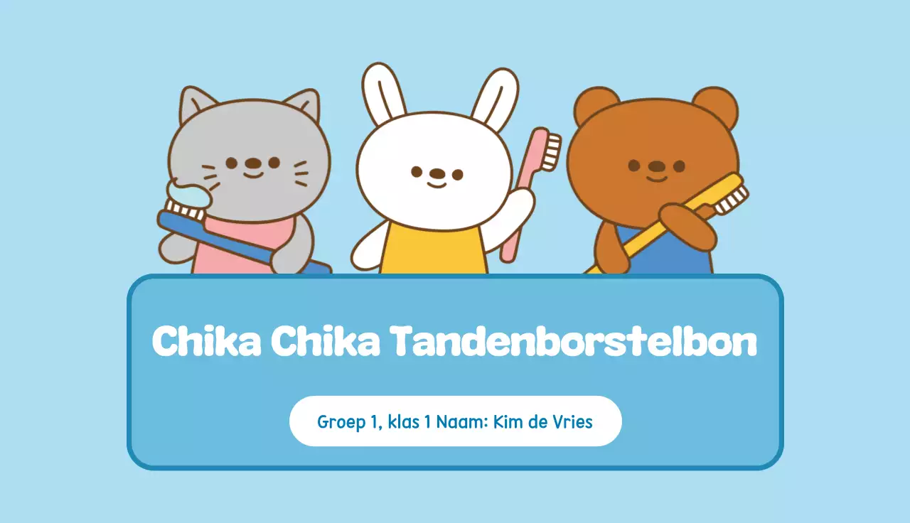 Hemelsblauwe schattige kindertandenpoetsset