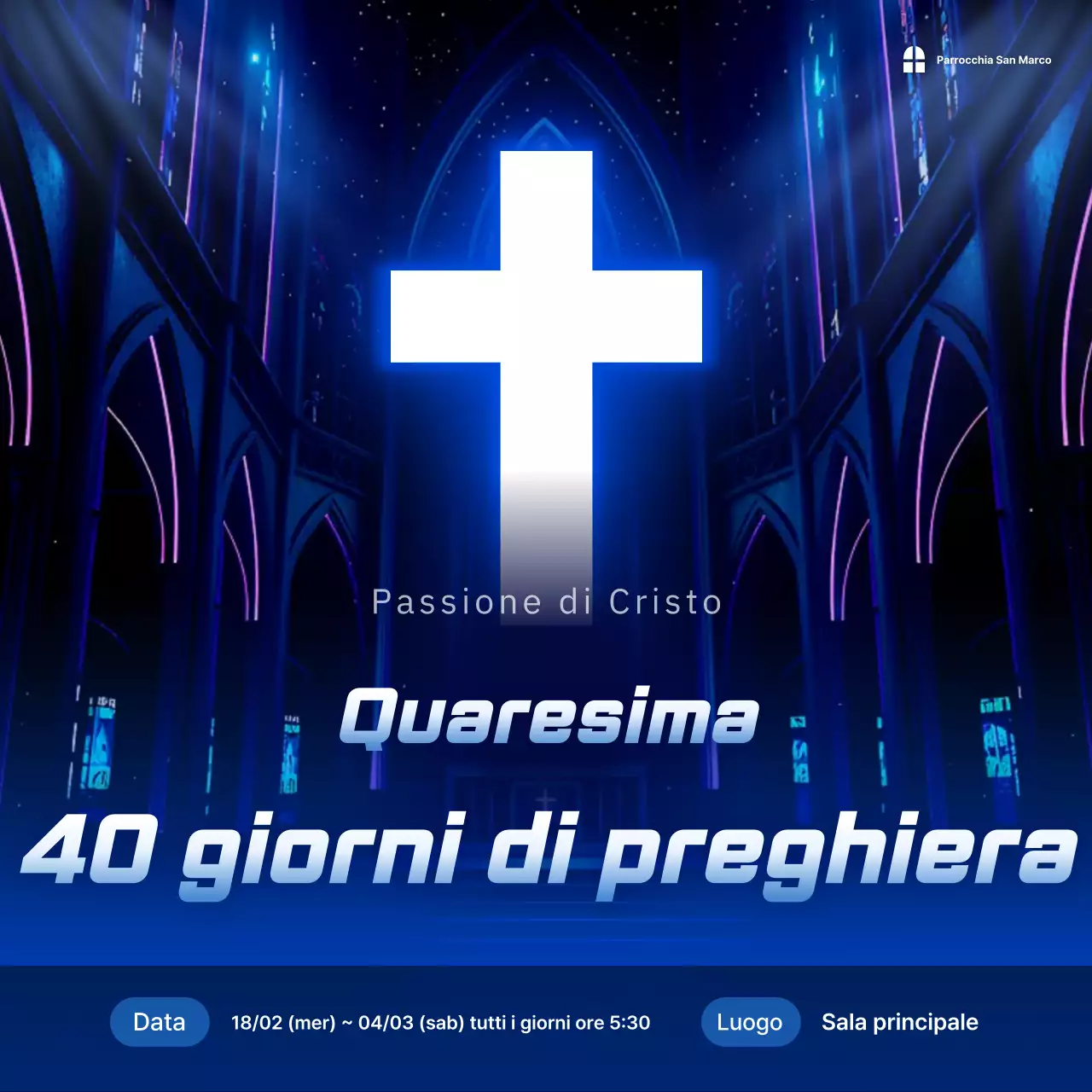 Evento cristiano moderno blu