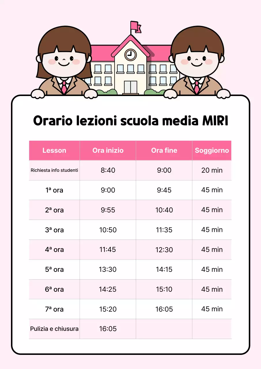 Guida semplice all'orario della scuola media rosa