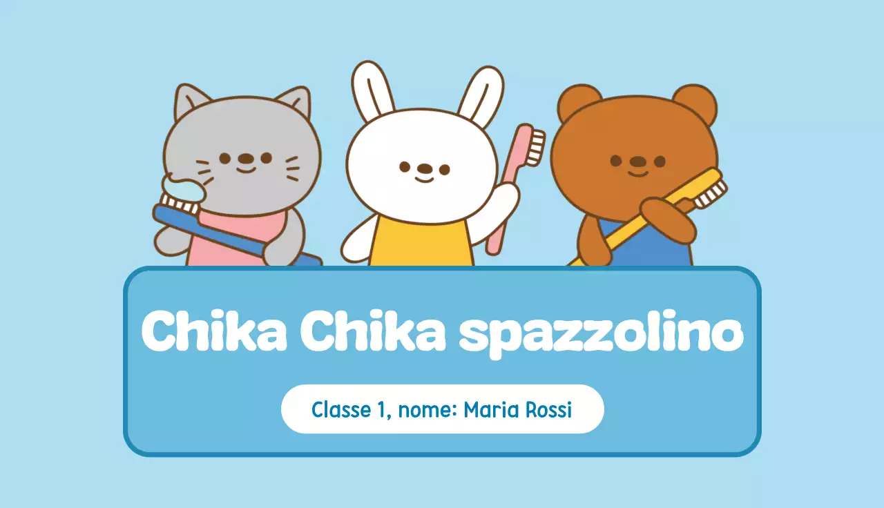 Educazione allo spazzolamento dei denti per bambini carini, colore azzurro cielo