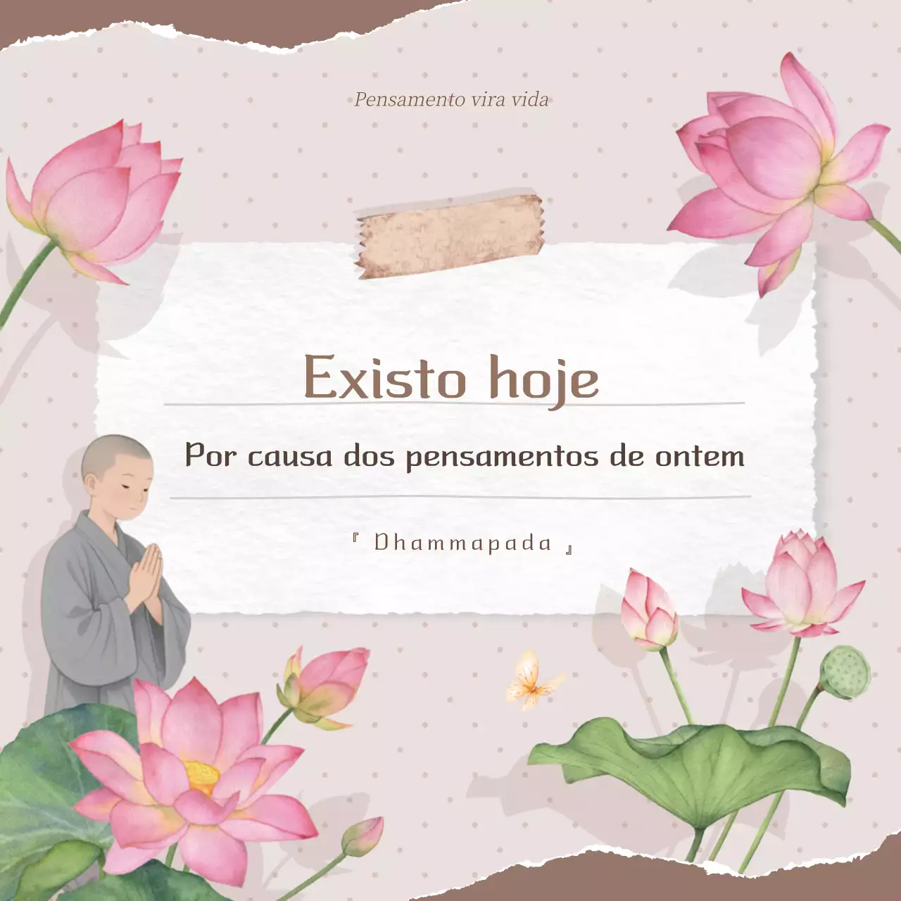 Citações minimalistas rosa sobre o Dharma no espelho